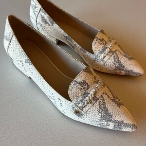 Cole Haan White and Gray Snakeskin Loafers